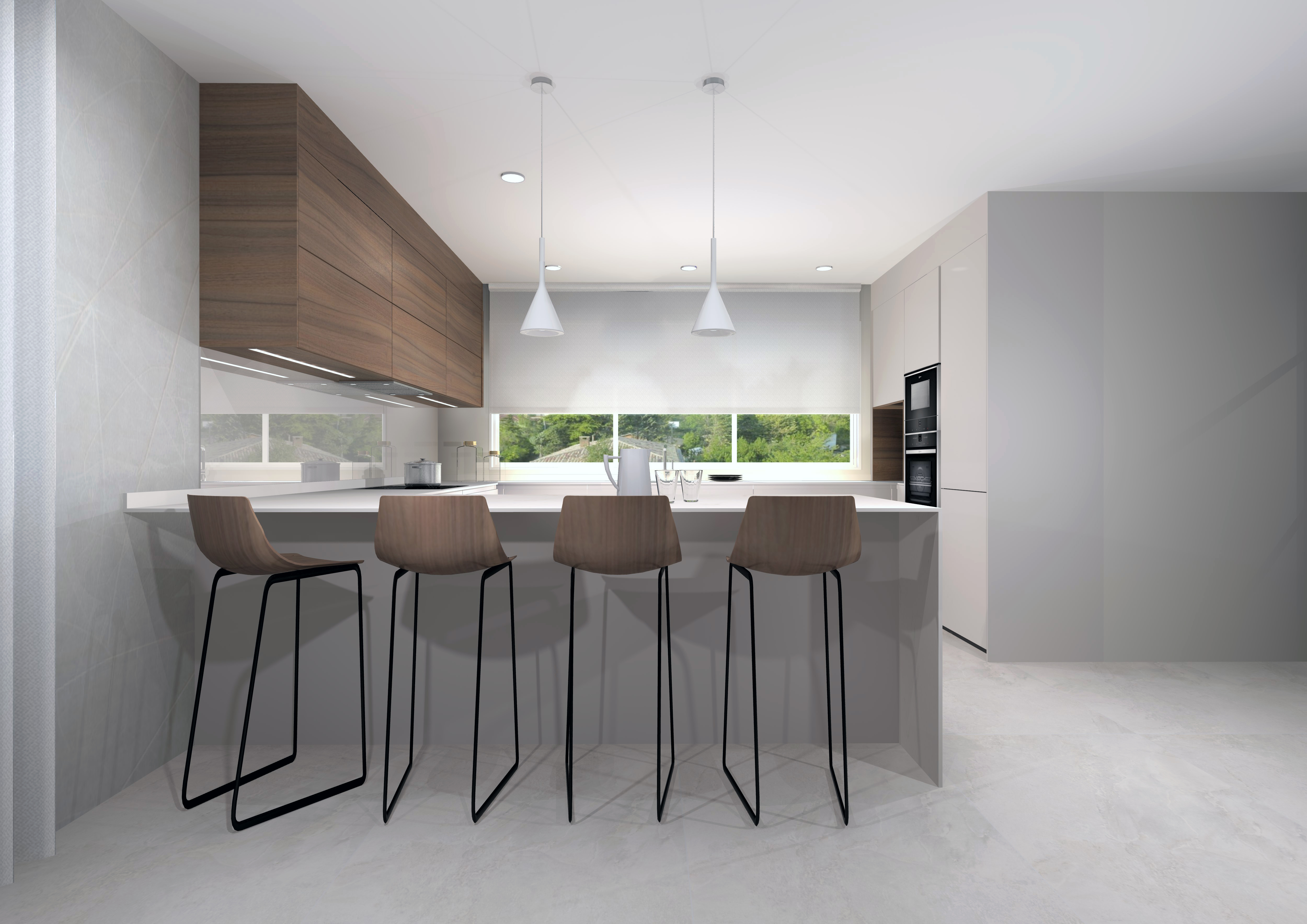 Cocina Santos en forma de U blanca | Docrys & DC