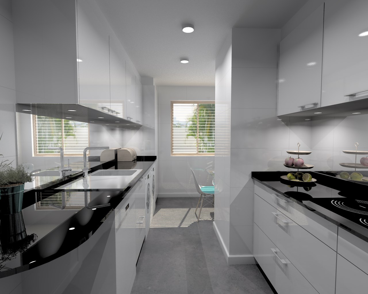 Aravaca | Cocina Santos | Modelo Plano Laminado Blanco Brillo