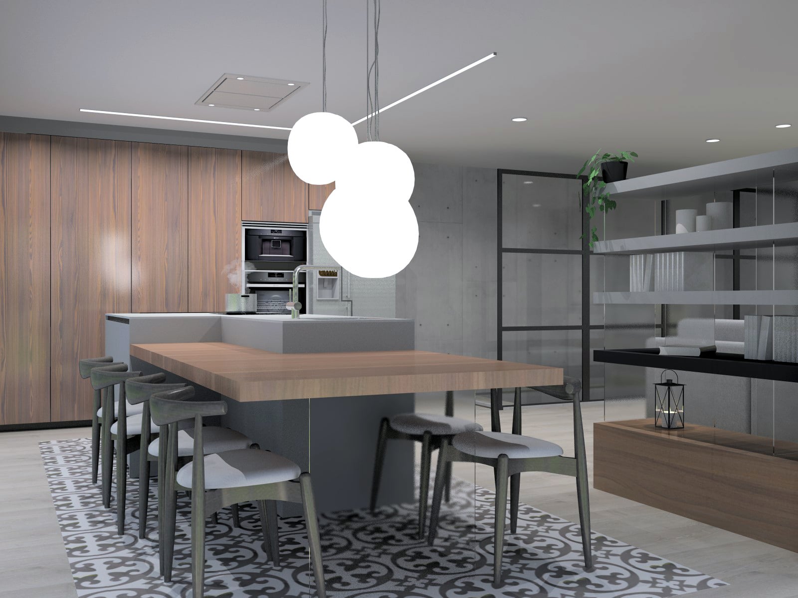 Cocina Santos color Gris Visón y Roble Café | Docrys & DC