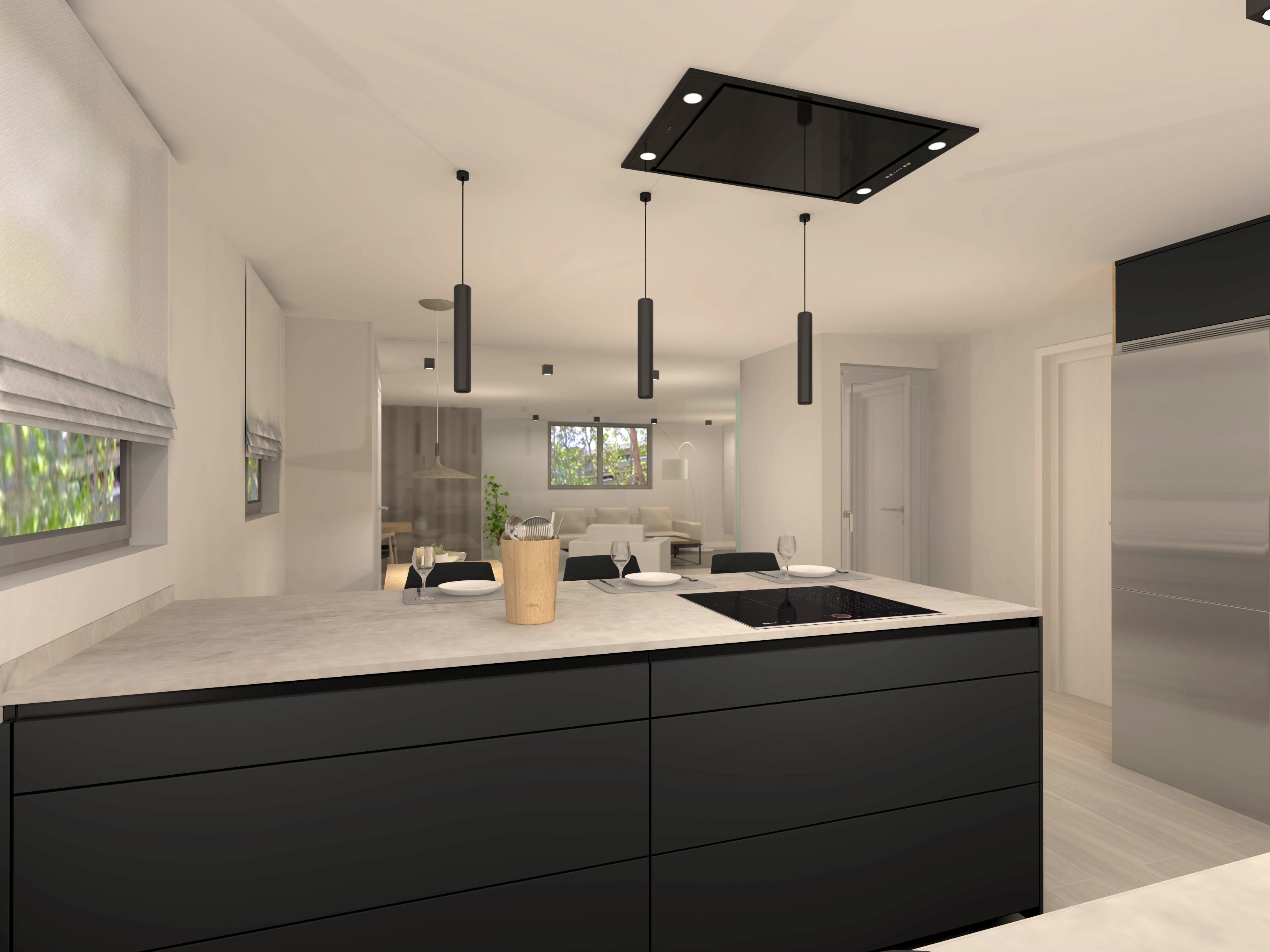 Cocina Santos Negra con Península | Docrys & DC