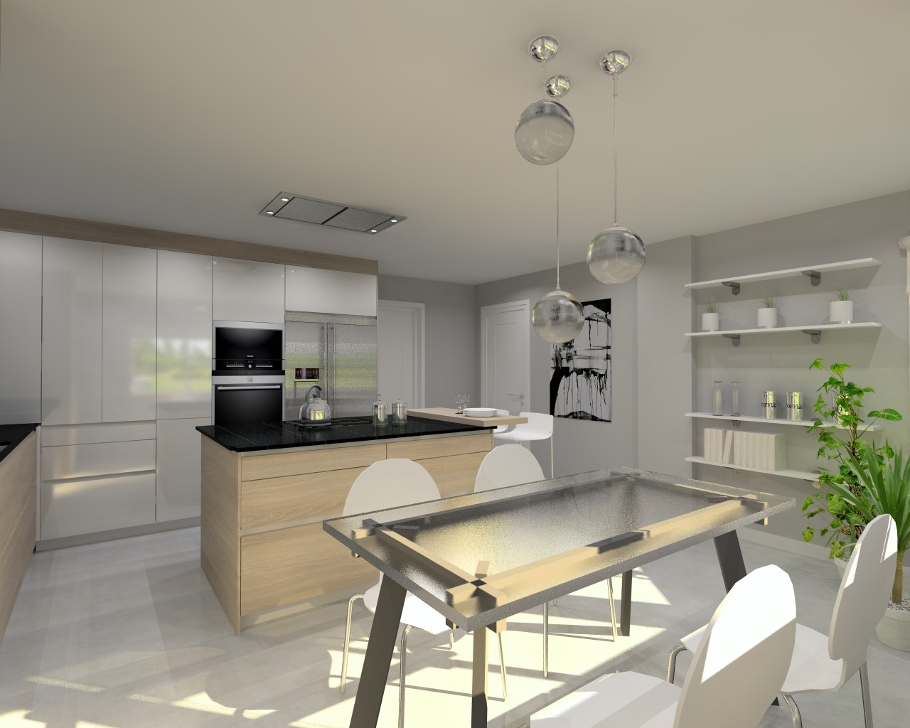 Cocina Santos | Modelo Line E13 Estratificado Brillo Laminado | Puertas