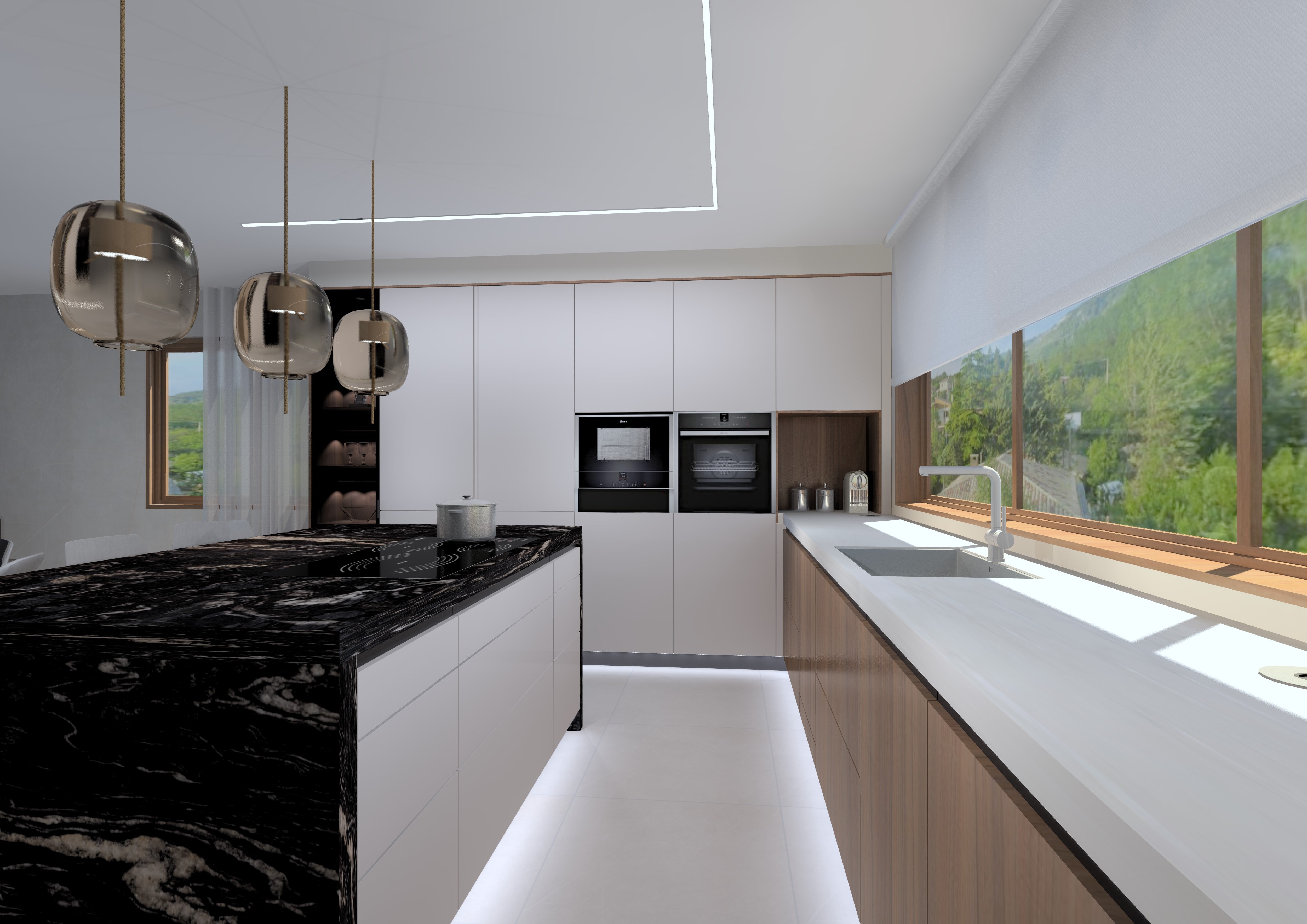 Cocina moderna Santos en Cashmere y Nogal | Docrys & DC