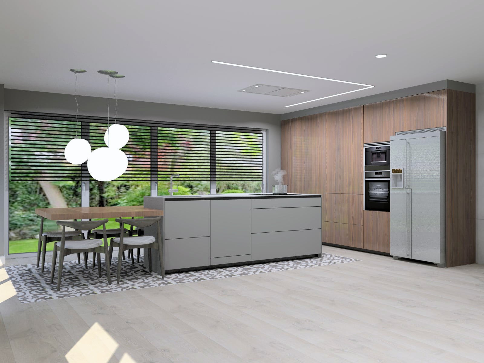 Cocina Santos color Gris Visón y Roble Café | Docrys & DC