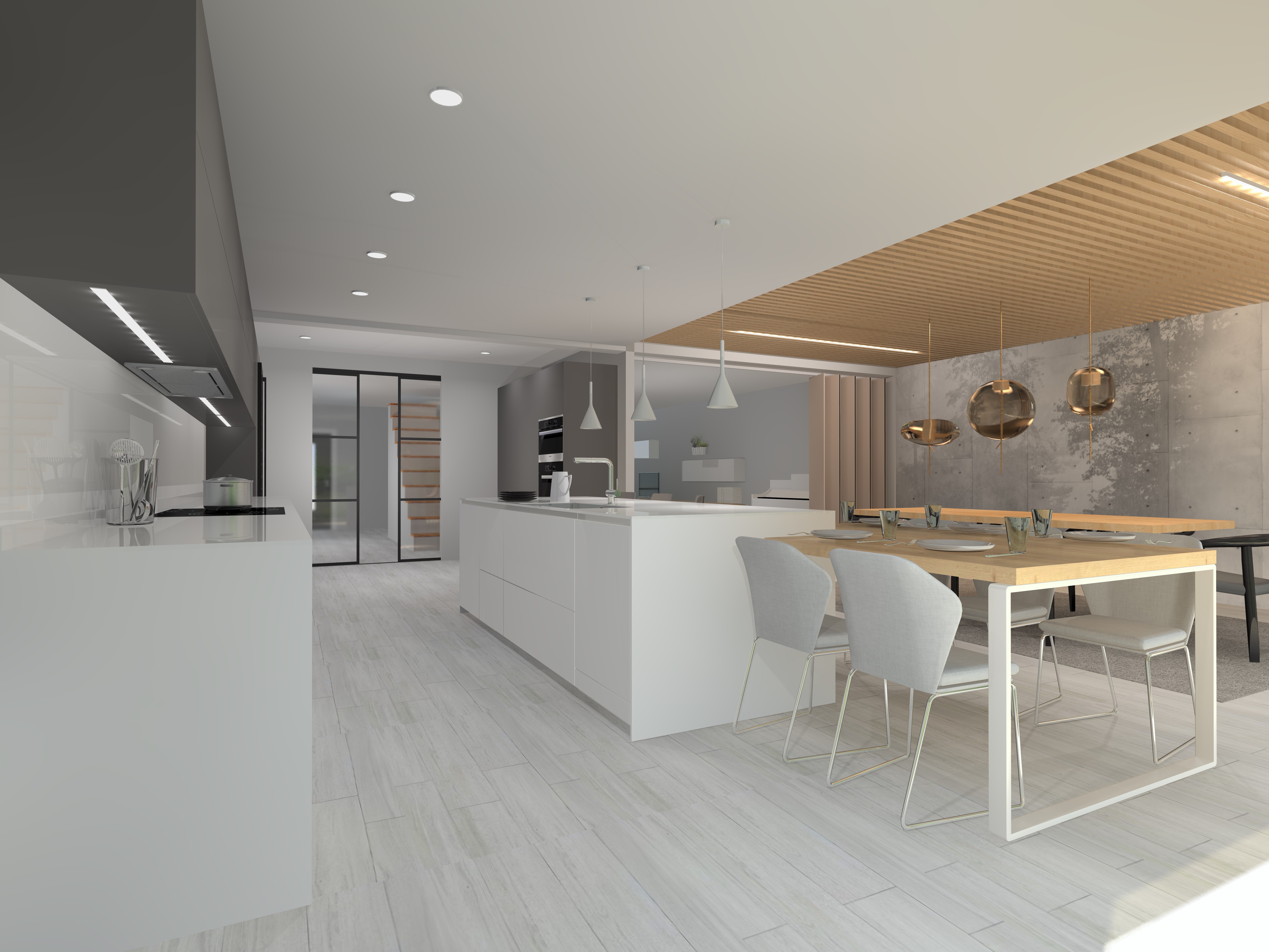 Cocina Santos con isla Blanco Innsbruck y Light Grey | Docrys & DC