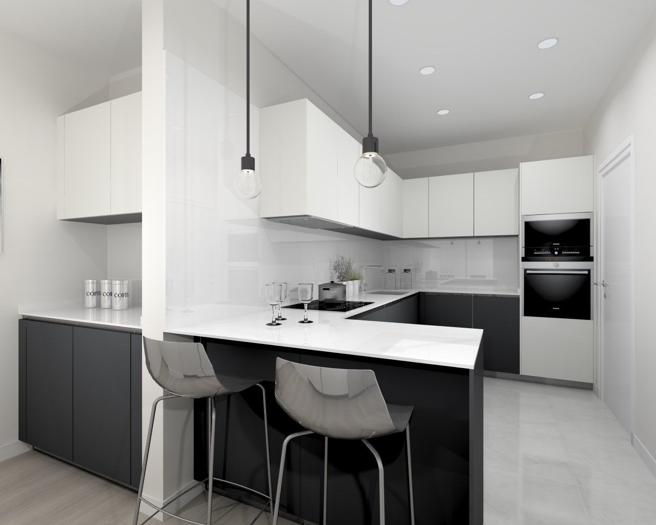 Decoración en blanco y negro proyecto de cocina | Docrys & DC