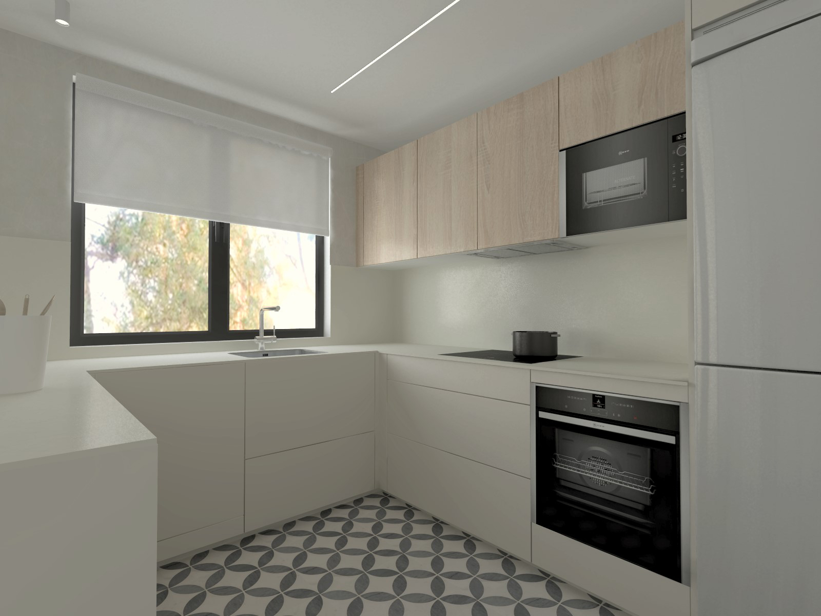 Cocina Santos Blanca en Forma de U | Docrys & DC