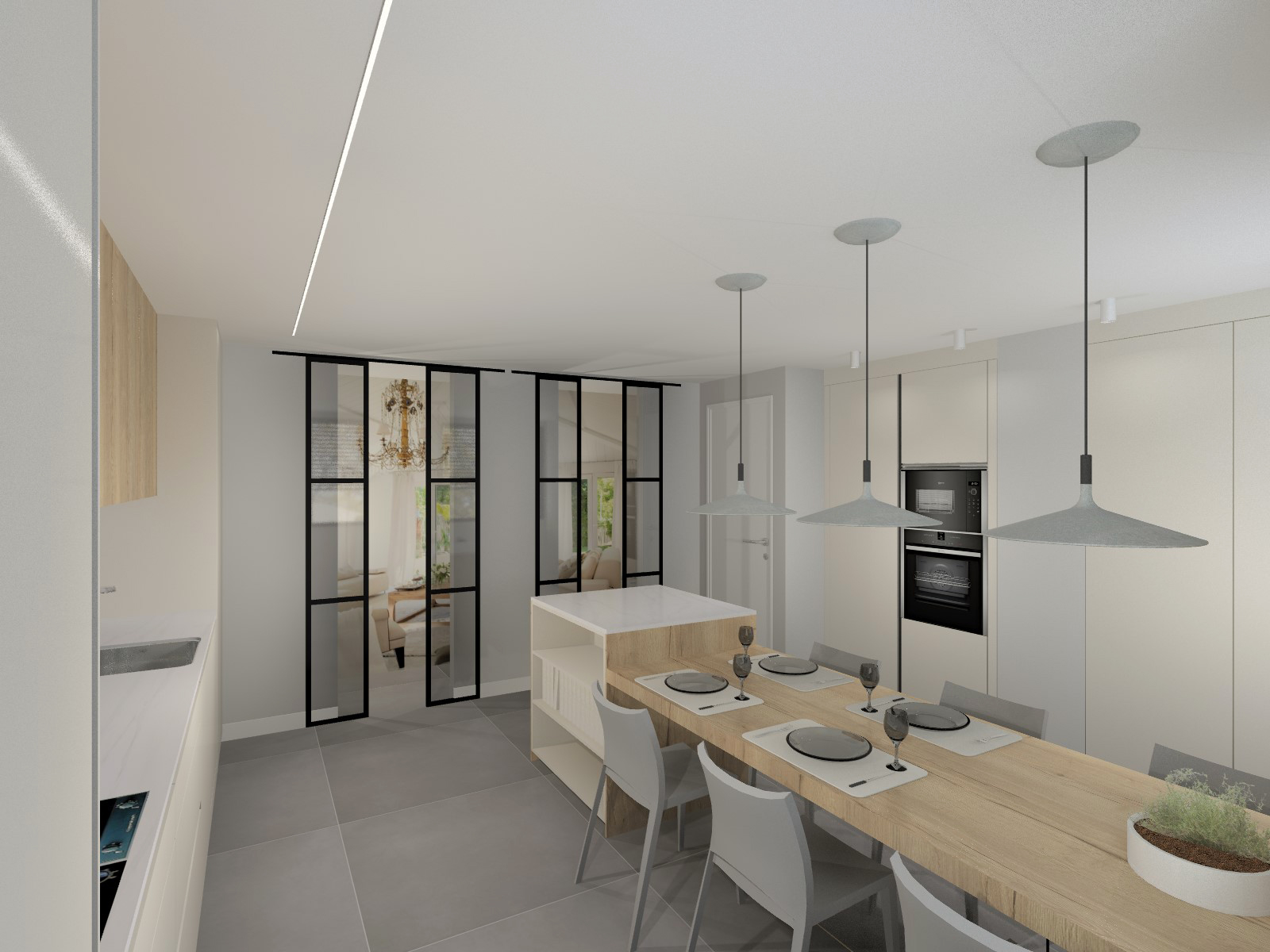 Cocina Blanca y Madera con Isla | Docrys & DC