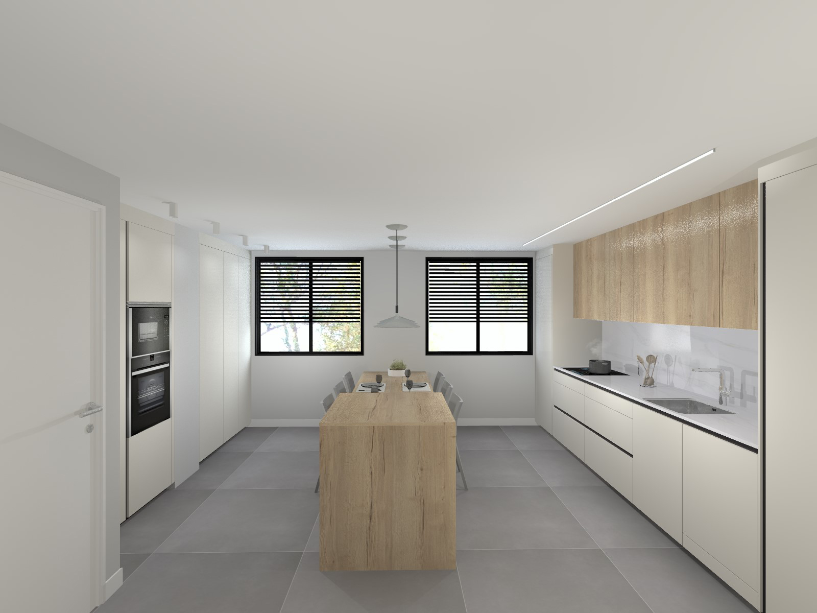 Cocina Blanca y Madera con Isla | Docrys & DC