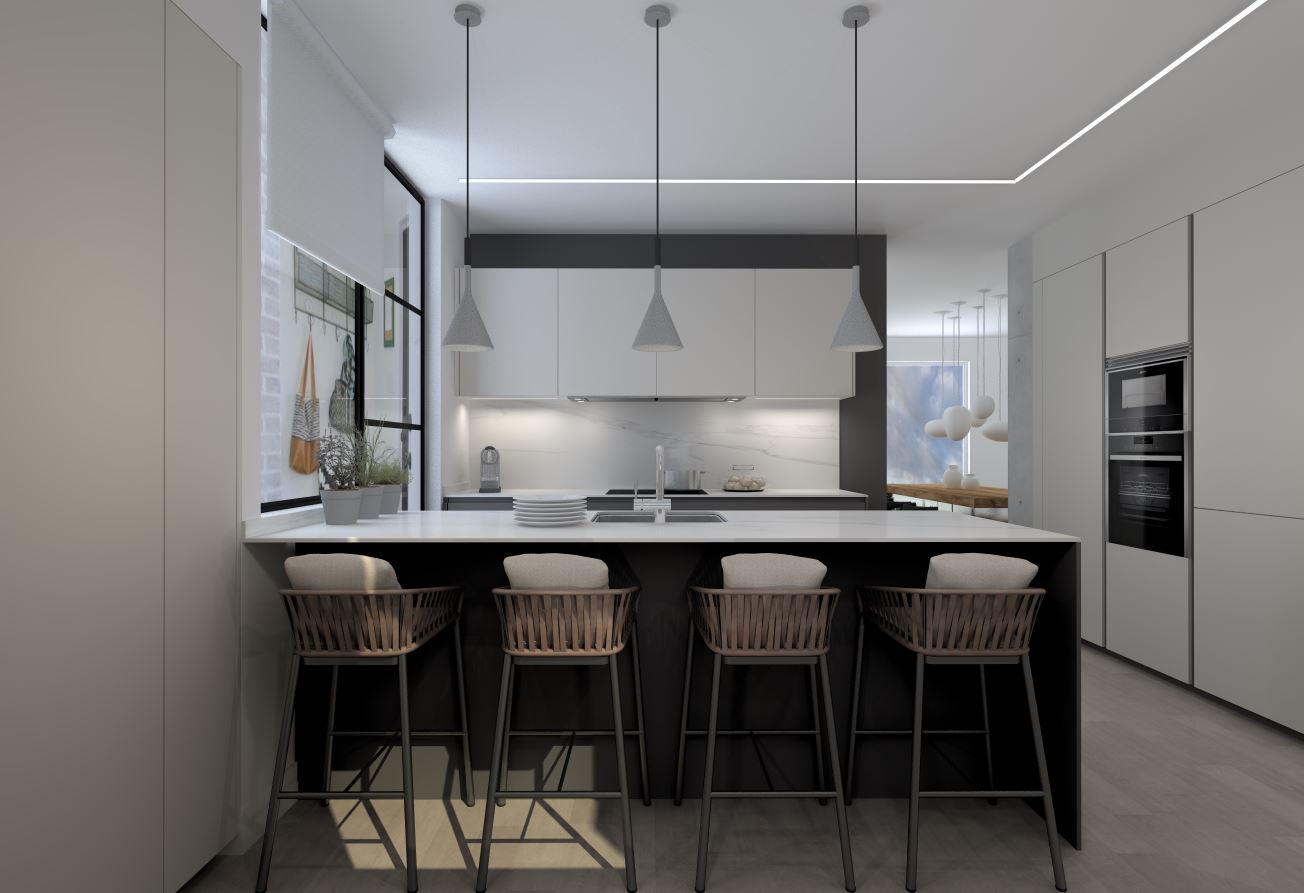 Cocina Gris con Isla | Docrys & DC