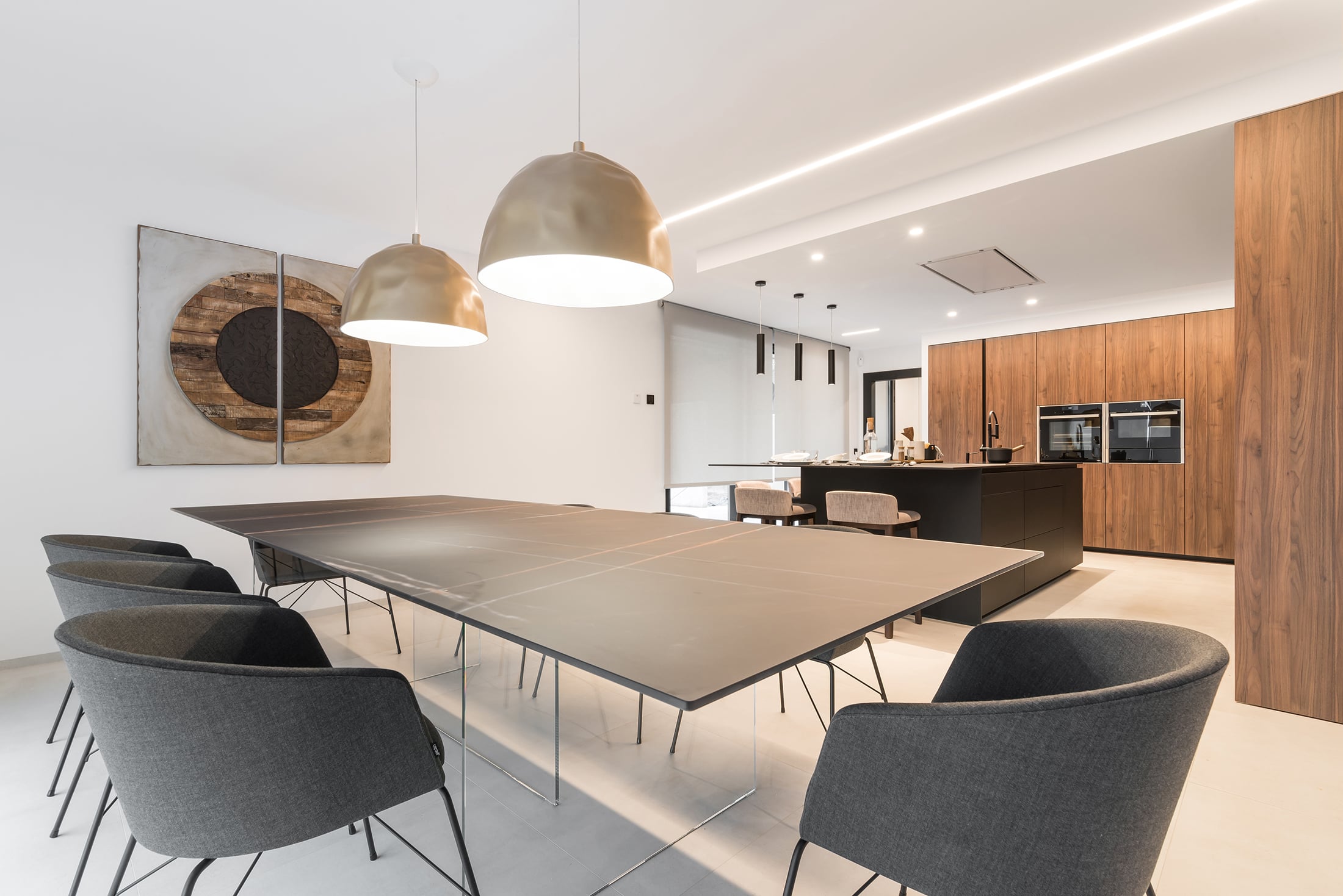 Cocina Santos en Negro y Nogal con Isla y Encimera de Lapitec | Docrys & DC