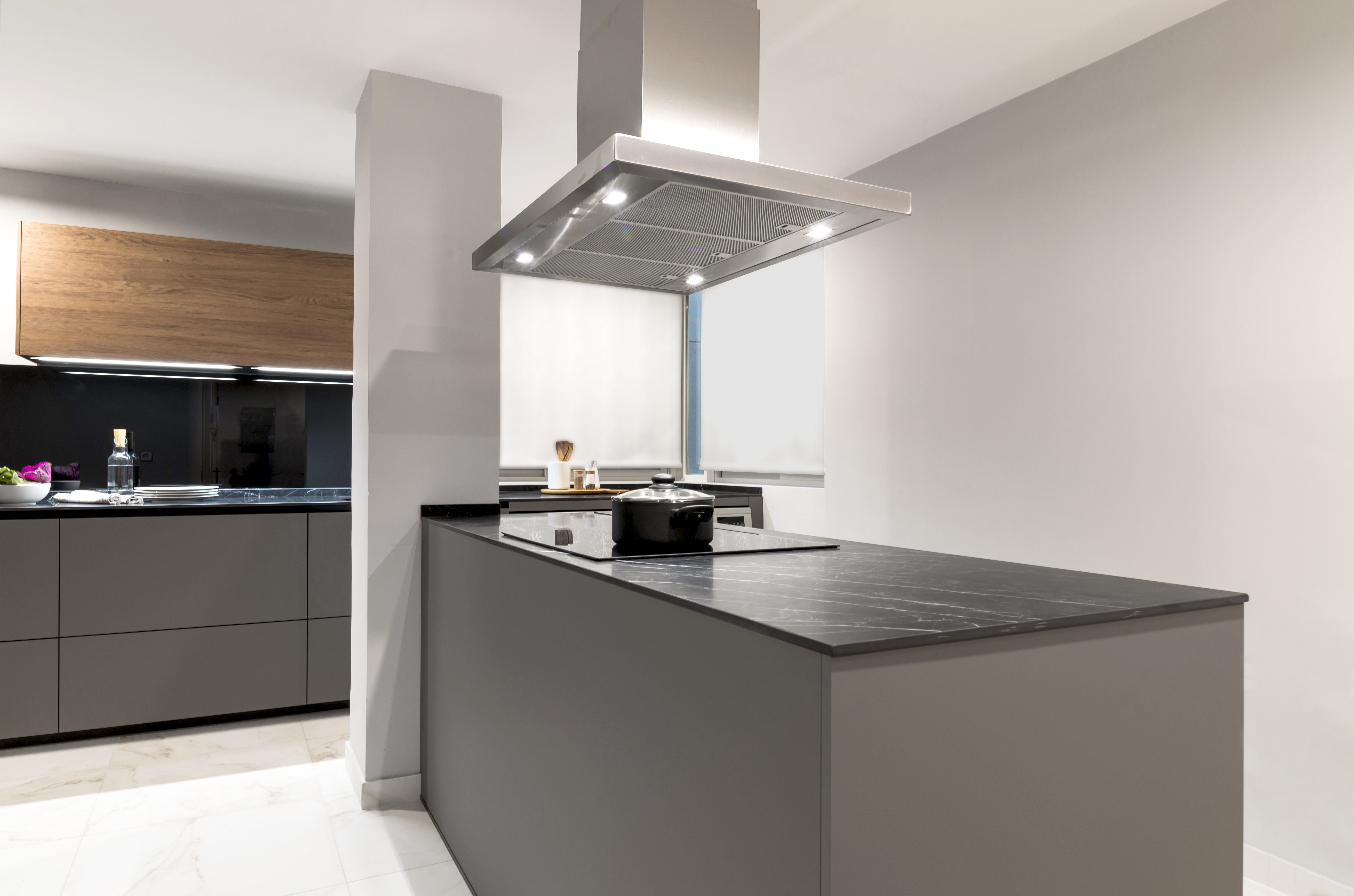 Cocina Santos con Península en Gris Visón | Docrys & DC