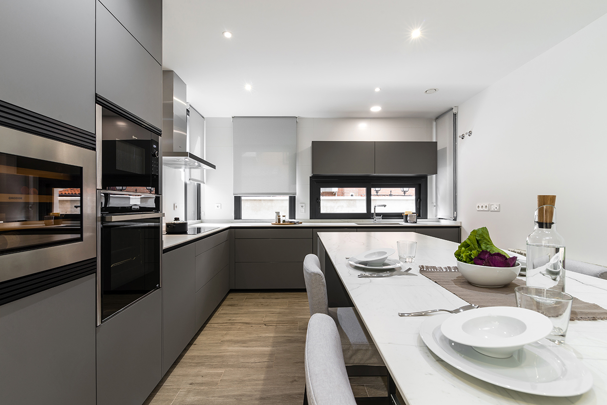 Cocina Santos Gris con Isla | Docrys & DC