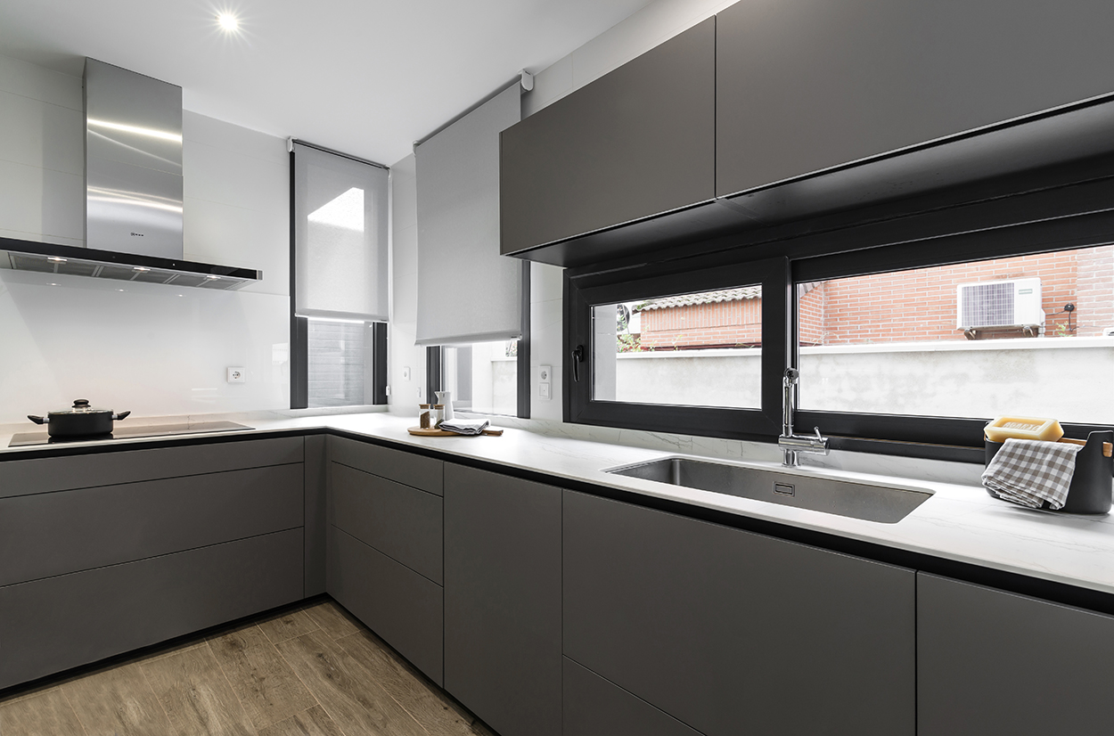 Cocina Santos Gris con Isla | Docrys & DC