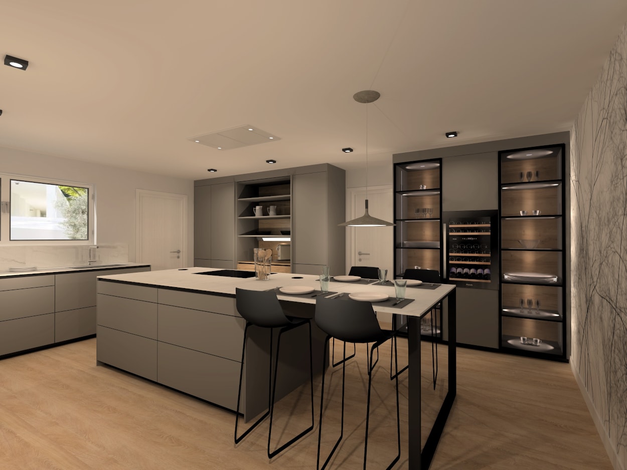 Cocina Santos con isla y encimera de Neolith | Docrys & DC