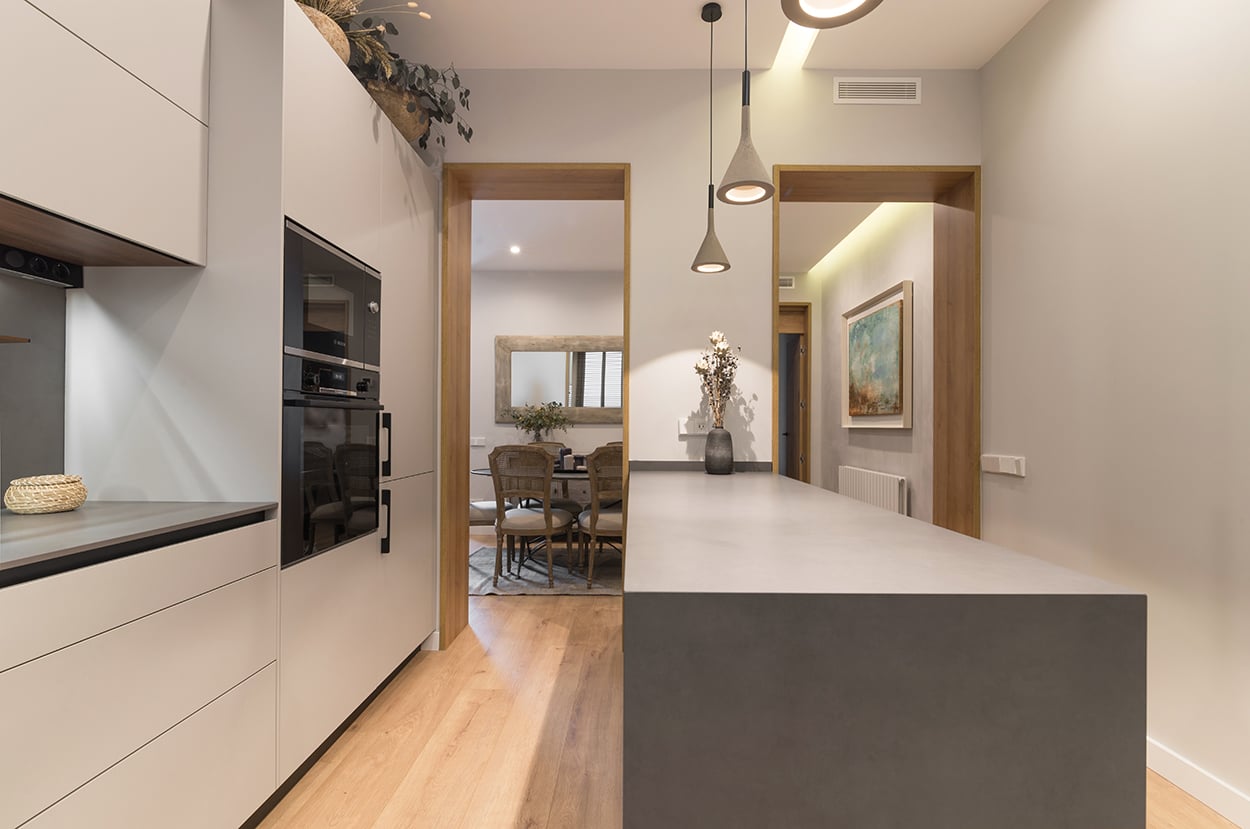 Cocina Santos gris con península | Docrys & DC