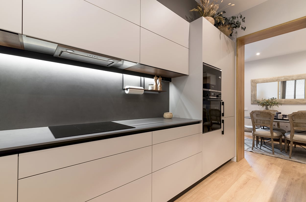 Cocina Santos gris con península | Docrys & DC