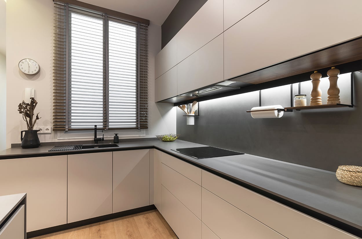 Cocina Santos gris con península | Docrys & DC