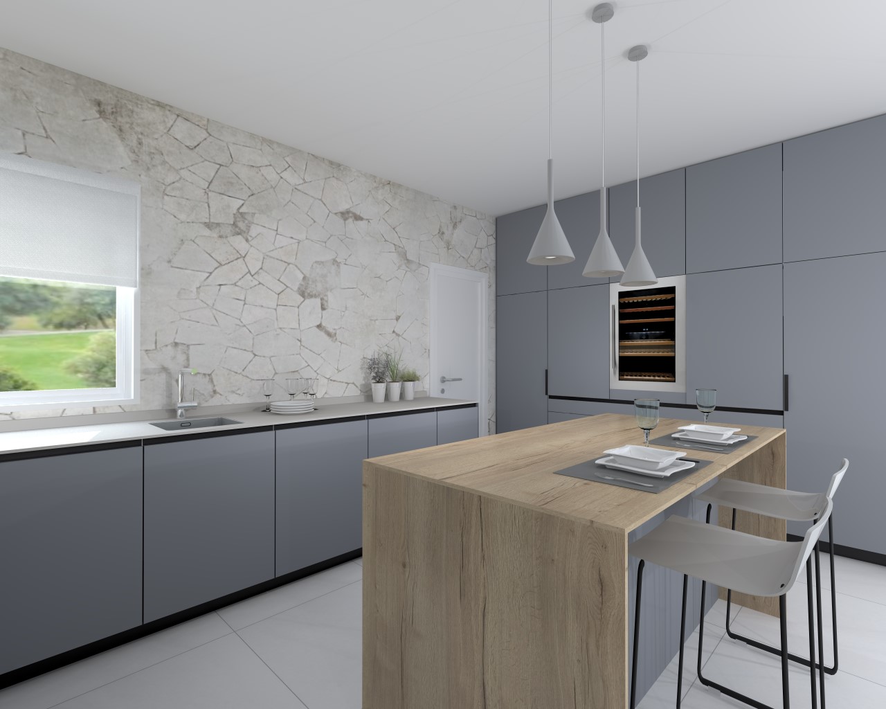 Cocina Santos con muebles en gris visón seda | Docrys & DC