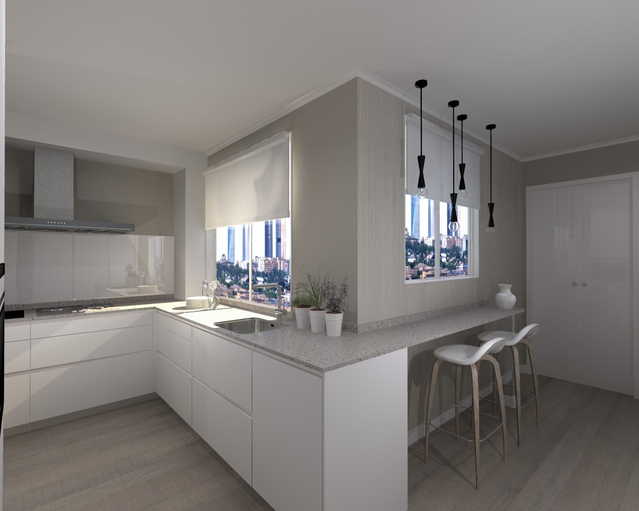 Cocina Santos | Modelo Line E13 Estratificado Blanco Innsbruck