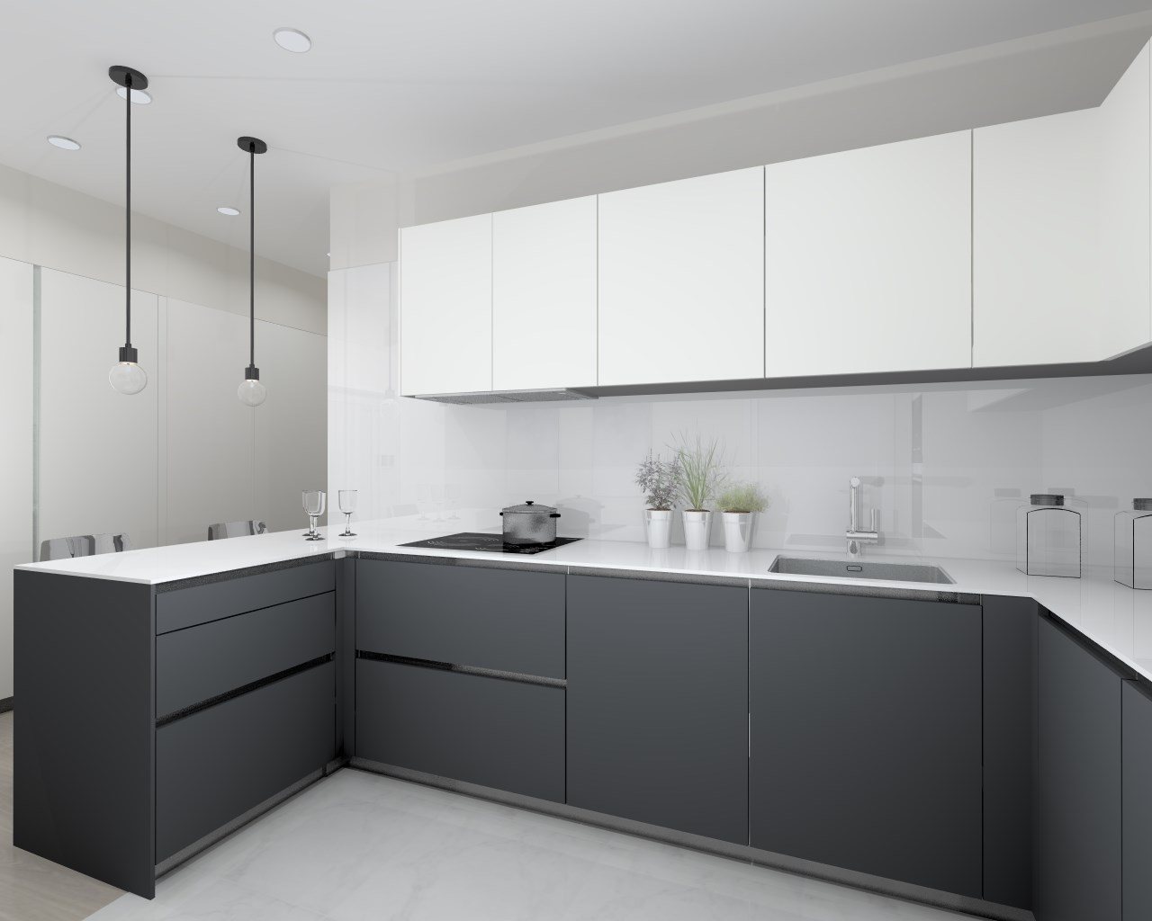 Decoración en blanco y negro proyecto de cocina | Docrys & DC