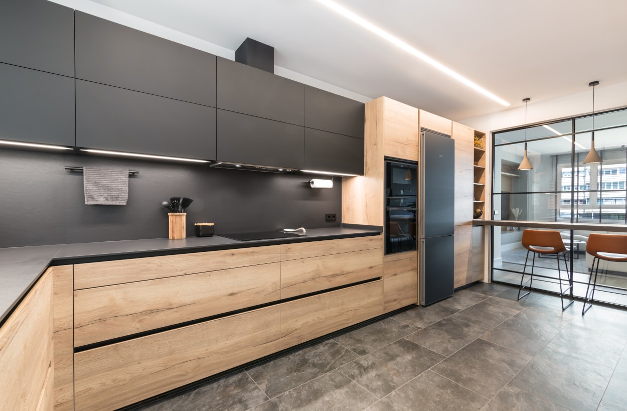 Cocina santos en roble y negro