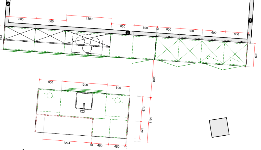 Cocina Santos cashmere con isla
