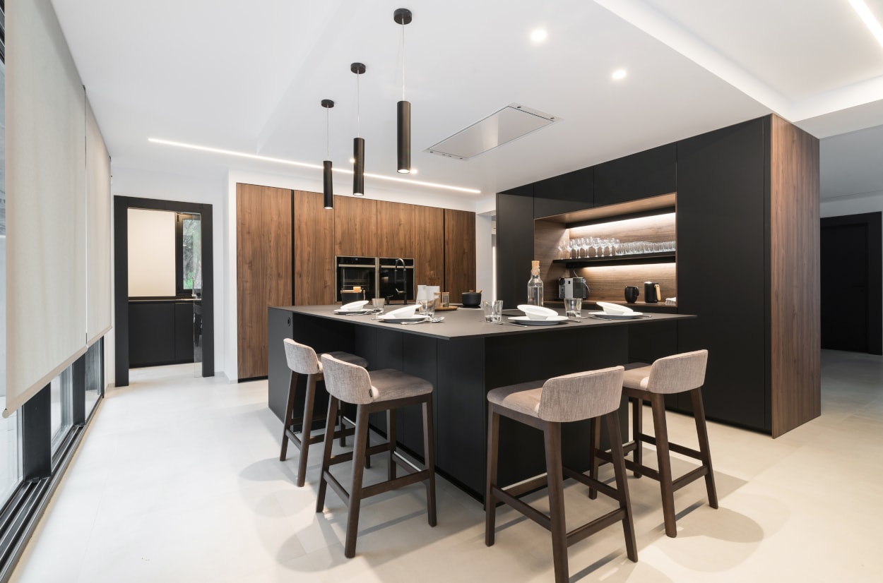 Cocina Santos negra con isla