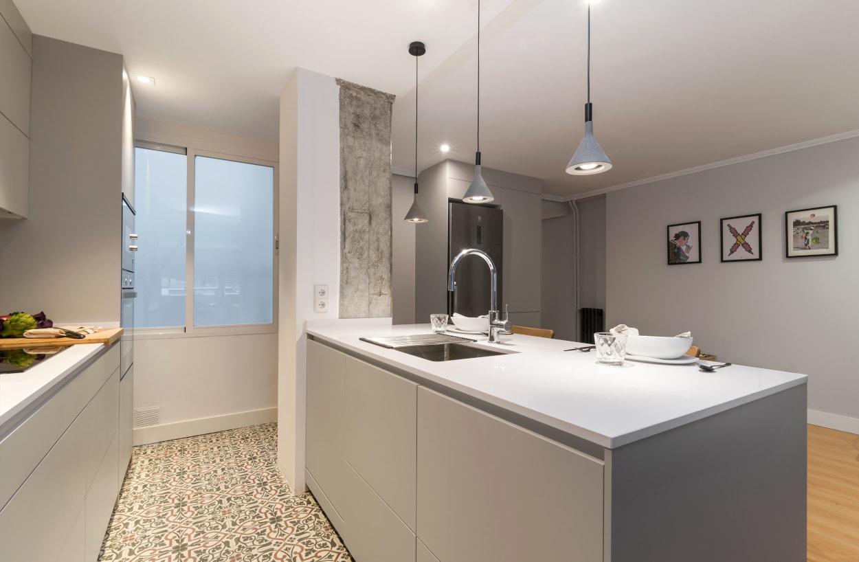 Cocina Santos cashemere con península