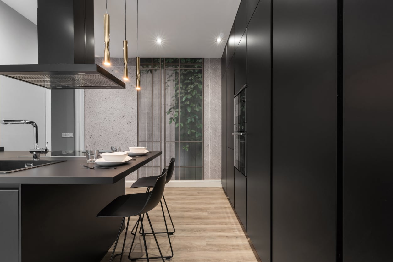 Cocina con material lacado