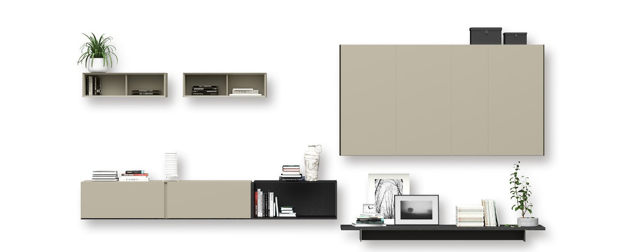 Decoración salón con muebles modulares