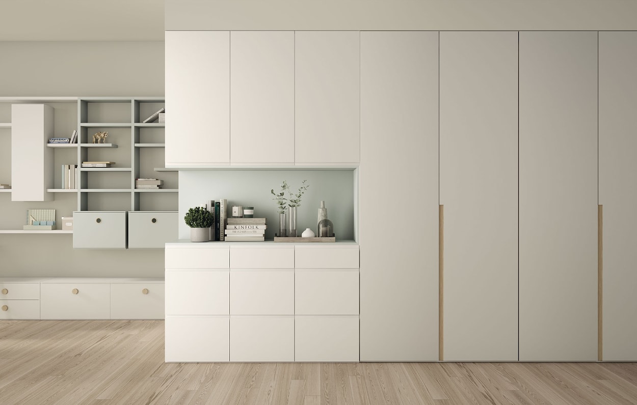 Decoración vestidor con muebles modulares