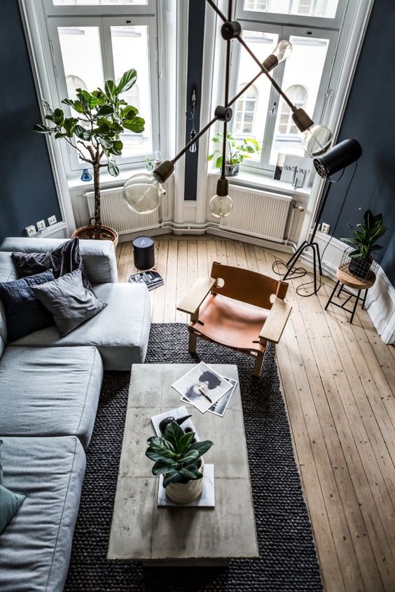 el cemento en el mobiliario de una vivienda