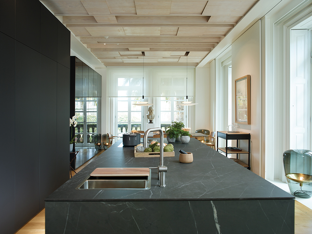 Cocina Santos Acabado Pétreo, Ceppo Di Gré y Marmol Gris