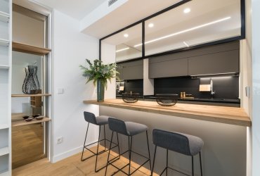 Cocina Santos gris con barra