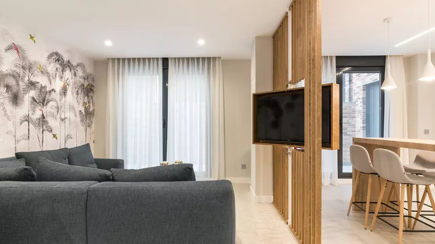 división de estancias cocina y salón