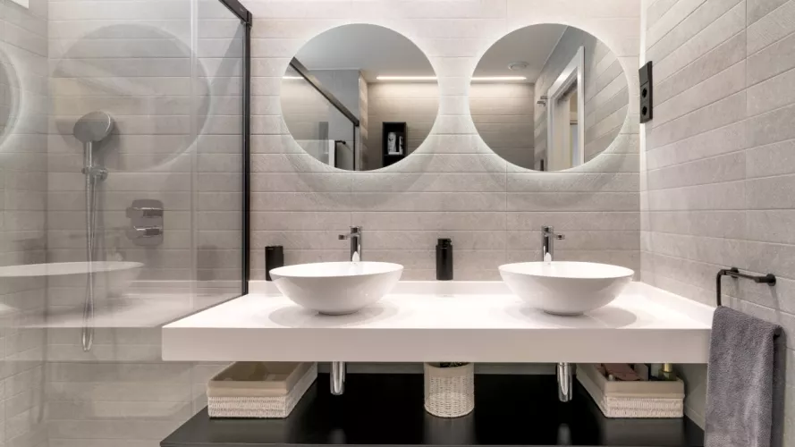 Mueble baño con dos lavabos