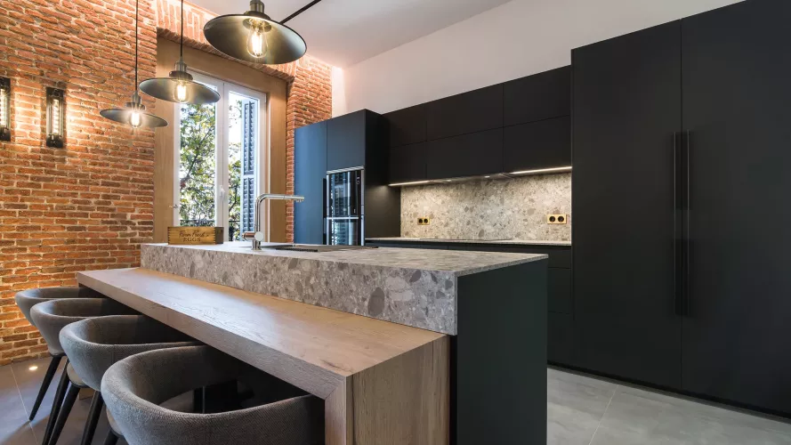 interiorismo cocina negra Santos