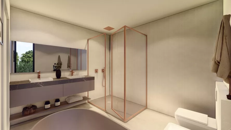 diseño de baño con ducha y bañera