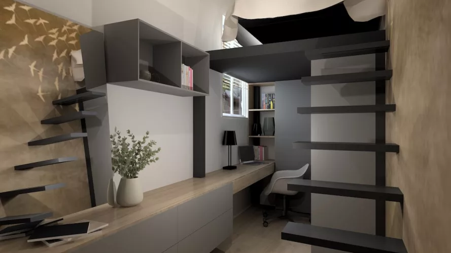 Proyecto decoración dormitorio doble altura