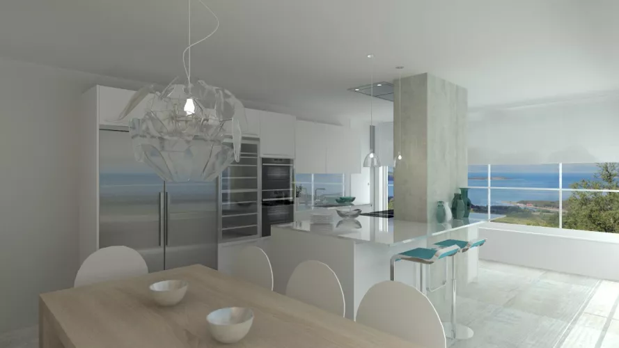 Madrid | Cocina Santos | Modelo Line E Blanco | Encimera Silestone Blanco Zeus