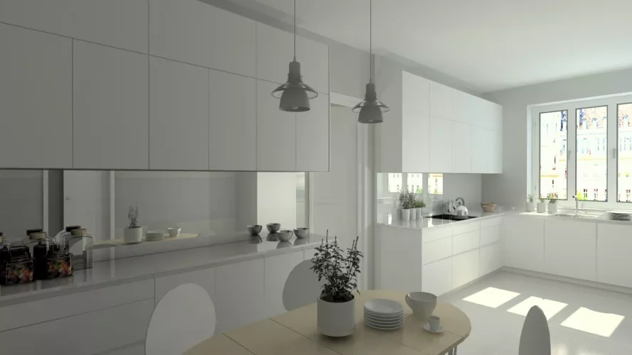 Aravaca | Cocina Santos | Modelo Line E Blanco  | Encimera Granito 