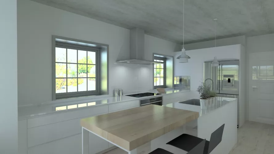 Aravaca | Cocina Santos | Modelo Line Laminado Blanco | Encimera Silestone Blanco 