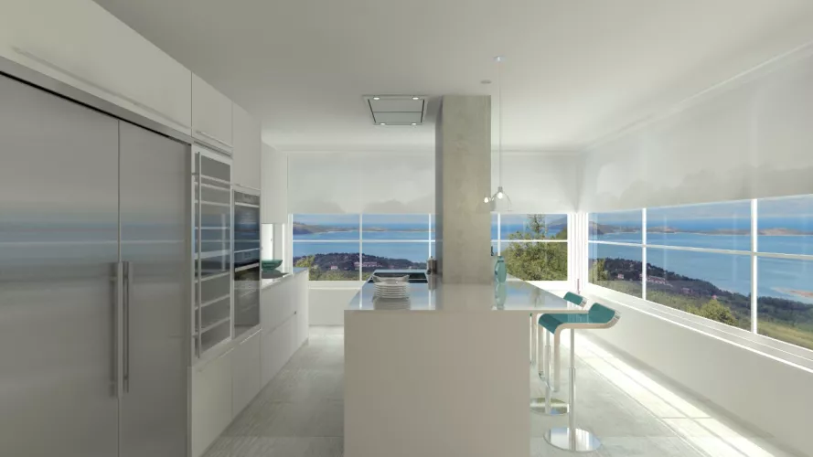 Madrid | Cocina Santos | Modelo Line E Blanco | Encimera Silestone Blanco Zeus