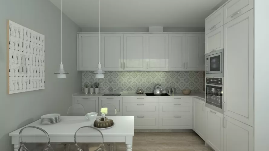 Aravaca | Cocina Santos | Modelo Epoca Laca Gris Nube | Encimera Silestone Lagoon 