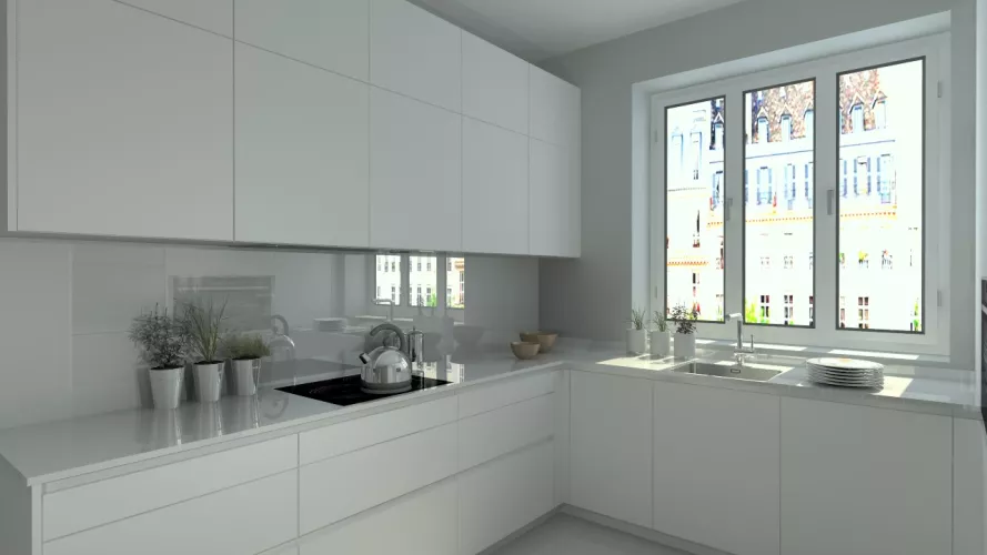 Aravaca | Cocina Santos | Modelo Line E Blanco  | Encimera Granito 