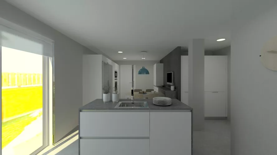 Cocina Santos Line Laminado Seda Blanco  - COMPAC DARK CONCRETE