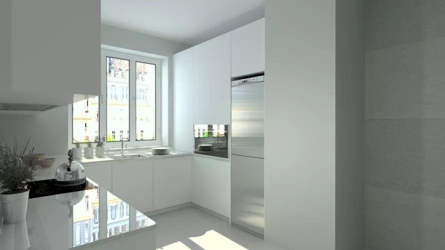 Aravaca | Cocina Santos | Modelo Line E Blanco  | Encimera Granito 