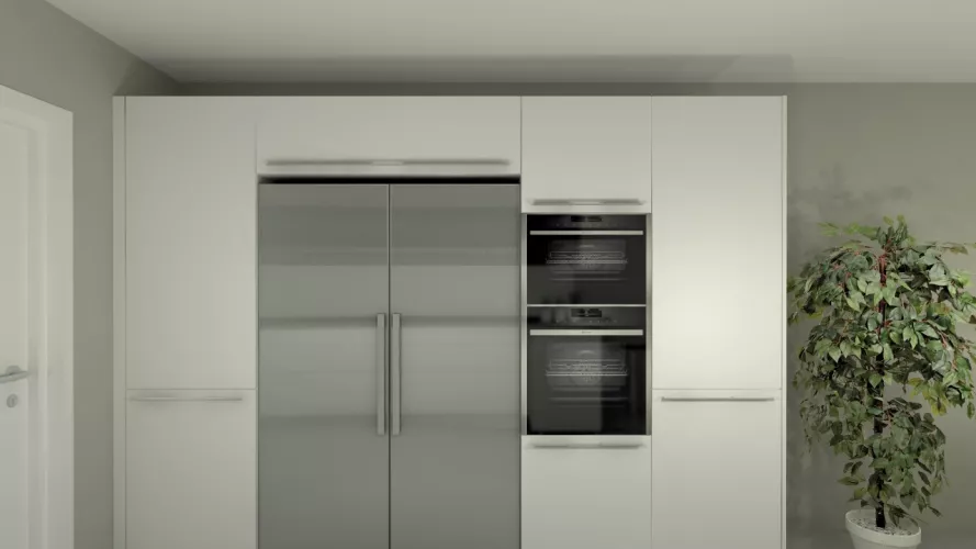 Aravaca | Cocina Santos | Modelo Line E Blanco | Encimera Granito Negro