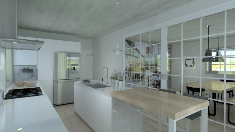 Aravaca | Cocina Santos | Modelo Line Laminado Blanco | Encimera Silestone Blanco 