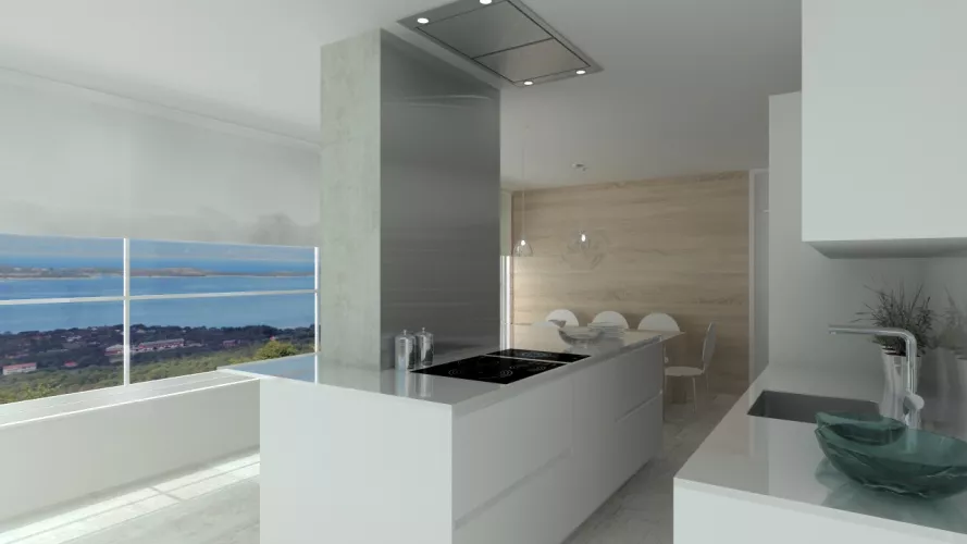 Madrid | Cocina Santos | Modelo Line E Blanco | Encimera Silestone Blanco Zeus